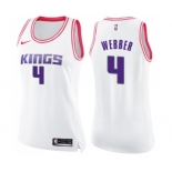 Women's Nike Sacramento Kings #4 Chris Webber Swingman White Pink Fashion NBA Jersey