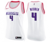 Women's Nike Sacramento Kings #4 Chris Webber Swingman White Pink Fashion NBA Jersey