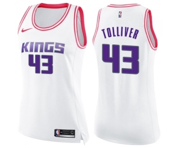 Women's Nike Sacramento Kings #43 Anthony Tolliver Swingman White Pink Fashion NBA Jersey