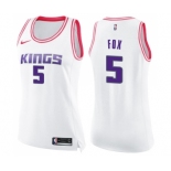 Women's Nike Sacramento Kings #5 De'Aaron Fox Swingman White Pink Fashion NBA Jersey