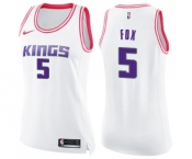 Women's Nike Sacramento Kings #5 De'Aaron Fox Swingman White Pink Fashion NBA Jersey