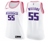 Women's Nike Sacramento Kings #55 Jason Williams Swingman White Pink Fashion NBA Jersey