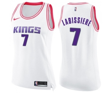 Women's Nike Sacramento Kings #7 Skal Labissiere Swingman White Pink Fashion NBA Jersey