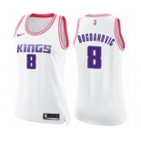 Women's Nike Sacramento Kings #8 Bogdan Bogdanovic Swingman White Pink Fashion NBA Jersey