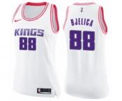 Women's Nike Sacramento Kings #88 Nemanja Bjelica Swingman White Pink Fashion NBA Jersey