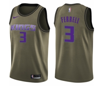 Youth Nike Sacramento Kings #3 Yogi Ferrell Swingman Green Salute to Service NBA Jersey