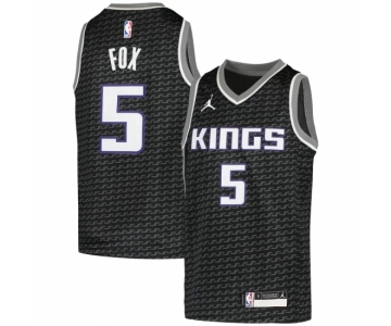 Youth Sacramento Kings #5 De'Aaron Fox Jordan Brand Black 2020-21 Swingman Player Jersey