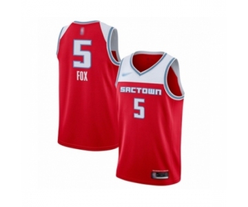 Youth Sacramento Kings #5 De'Aaron Fox Swingman Red Basketball Jersey 2019-20 City Edition