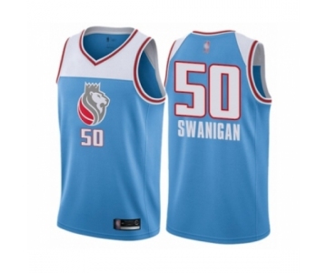 Youth Sacramento Kings #50 Caleb Swanigan Swingman Blue Basketball Jersey - City Edition