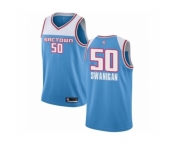 Youth Sacramento Kings #50 Caleb Swanigan Swingman Blue Basketball Jersey 2018-19 City Edition