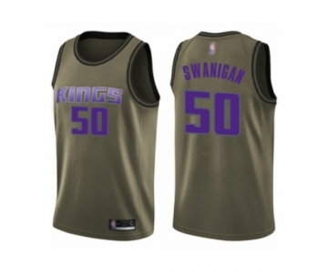 Youth Sacramento Kings #50 Caleb Swanigan Swingman Green Salute to Service Basketball Jersey