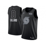 Men Nike Portland Trail Blazers #0 Damian Lillard Black NBA Jordan Swingman 2018 All-Star Game Jersey