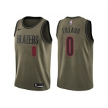 Men Nike Portland Trail Blazers #0 Damian Lillard Green Salute to Service NBA Swingman Jersey