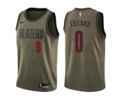 Men Nike Portland Trail Blazers #0 Damian Lillard Green Salute to Service NBA Swingman Jersey