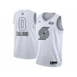 Men Nike Portland Trail Blazers #0 Damian Lillard White NBA Jordan Swingman 2018 All-Star Game Jersey