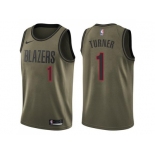 Men Nike Portland Trail Blazers #1 Evan Turner Green Salute to Service NBA Swingman Jersey