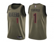 Men Nike Portland Trail Blazers #1 Evan Turner Green Salute to Service NBA Swingman Jersey