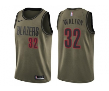 Men Nike Portland Trail Blazers #32 Bill Walton Green Salute to Service NBA Swingman Jersey