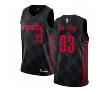 Men Nike Portland Trail Blazers #33 Zach Collins Authentic Black NBA Jersey - City Edition