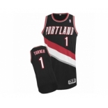 Men's Adidas Portland Trail Blazers #1 Evan Turner Authentic Black Road NBA Jersey