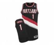 Men's Adidas Portland Trail Blazers #1 Evan Turner Authentic Black Road NBA Jersey