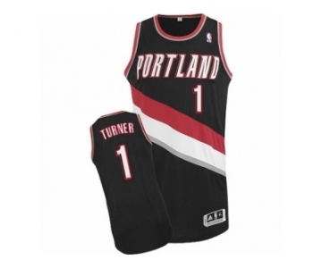 Men's Adidas Portland Trail Blazers #1 Evan Turner Authentic Black Road NBA Jersey