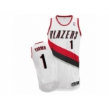 Men's Adidas Portland Trail Blazers #1 Evan Turner Authentic White Home NBA Jersey