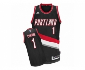 Men's Adidas Portland Trail Blazers #1 Evan Turner Swingman Black Road NBA Jersey