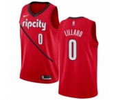 Men's Nike Portland Trail Blazers #0 Damian Lillard Red Swingman Jersey - Earned Edition