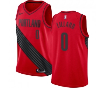 Men's Nike Portland Trail Blazers #0 Damian Lillard Swingman Red Alternate NBA Jersey Statement Edition