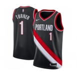 Men's Nike Portland Trail Blazers #1 Evan Turner Swingman Black Road NBA Jersey - Icon Edition