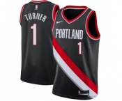 Men's Nike Portland Trail Blazers #1 Evan Turner Swingman Black Road NBA Jersey - Icon Edition