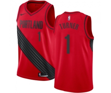 Men's Nike Portland Trail Blazers #1 Evan Turner Swingman Red Alternate NBA Jersey Statement Edition