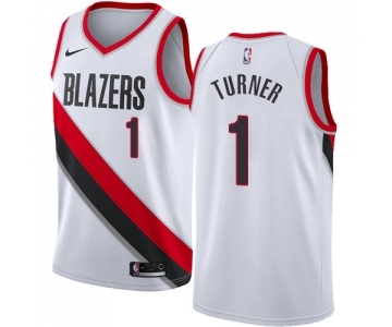 Men's Nike Portland Trail Blazers #1 Evan Turner Swingman White Home NBA Jersey - Association Edition