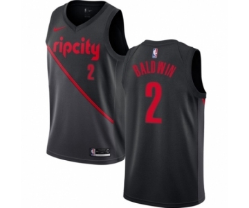 Men's Nike Portland Trail Blazers #2 Wade Baldwin Authentic Black NBA Jersey - 2018-19 City Edition