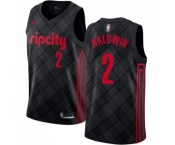 Men's Nike Portland Trail Blazers #2 Wade Baldwin Authentic Black NBA Jersey - City Edition