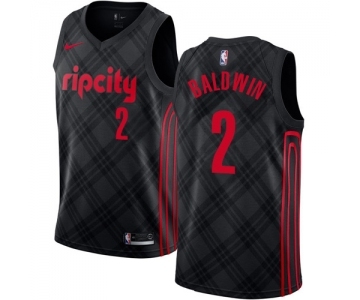 Men's Nike Portland Trail Blazers #2 Wade Baldwin Authentic Black NBA Jersey - City Edition