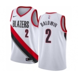 Men's Nike Portland Trail Blazers #2 Wade Baldwin Swingman White NBA Jersey - Association Edition