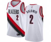 Men's Nike Portland Trail Blazers #2 Wade Baldwin Swingman White NBA Jersey - Association Edition