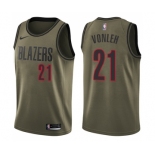 Men's Nike Portland Trail Blazers #21 Noah Vonleh Swingman Green Salute to Service NBA Jersey