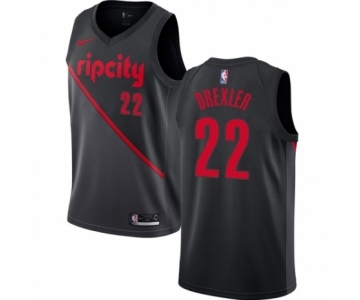 Men's Nike Portland Trail Blazers #22 Clyde Drexler Swingman Black NBA Jersey - 2018-19 City Edition