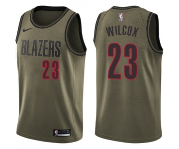 Men's Nike Portland Trail Blazers #23 C.J. Wilcox Swingman Green Salute to Service NBA Jersey