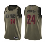 Men's Nike Portland Trail Blazers #24 Anfernee Simons Swingman Green Salute to Service NBA Jersey