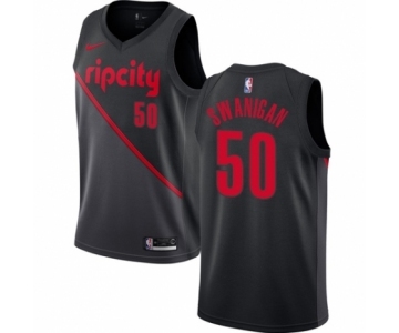 Men's Nike Portland Trail Blazers #50 Caleb Swanigan Swingman Black NBA Jersey - 2018-19 City Edition