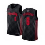 Men's Nike Portland Trail Blazers #6 Nik Stauskas Authentic Black NBA Jersey - City Edition