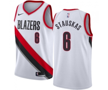 Men's Nike Portland Trail Blazers #6 Nik Stauskas Authentic White NBA Jersey - Association Edition