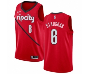 Men's Nike Portland Trail Blazers #6 Nik Stauskas Red Swingman Jersey - Earned Edition