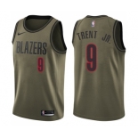 Men's Nike Portland Trail Blazers #9 Gary Trent Jr. Swingman Green Salute to Service NBA Jersey