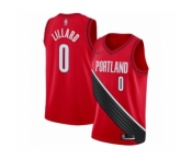 Men's Portland Trail Blazers #0 Damian Lillard Authentic Red Finished Basketball Jersey - Statement Edition