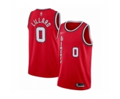 Men's Portland Trail Blazers #0 Damian Lillard Authentic Red Hardwood Classics Basketball Jersey